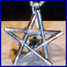 Silver 3-D Pentagram with Moldavite Merkavah