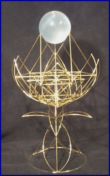Brass Geometric sculpture with “Pearl of Great Price”