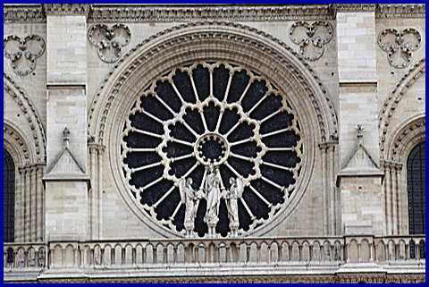 Rose window over Western entrance to Notre Dame, Paris 2002